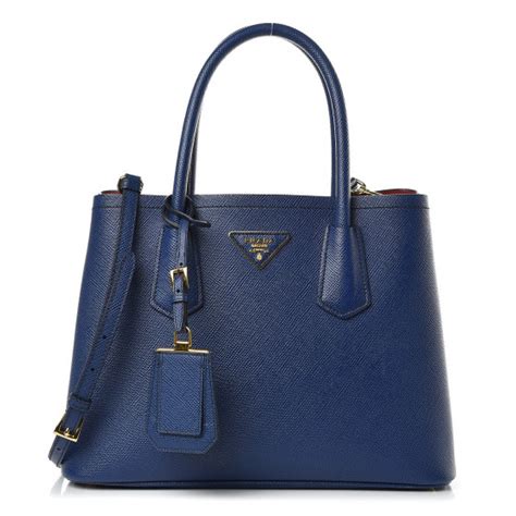 PRADA Saffiano Cuir Small Double Bag Inchiostro Fuoco 